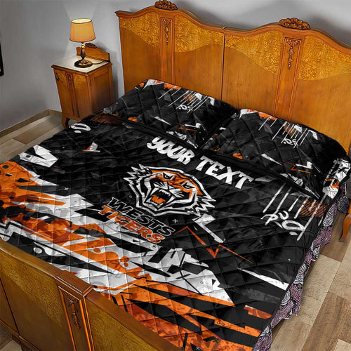 Personalized Wests Tigers Quilt Bed Set Graffiti Grunge Abstract Urban Street Style Design