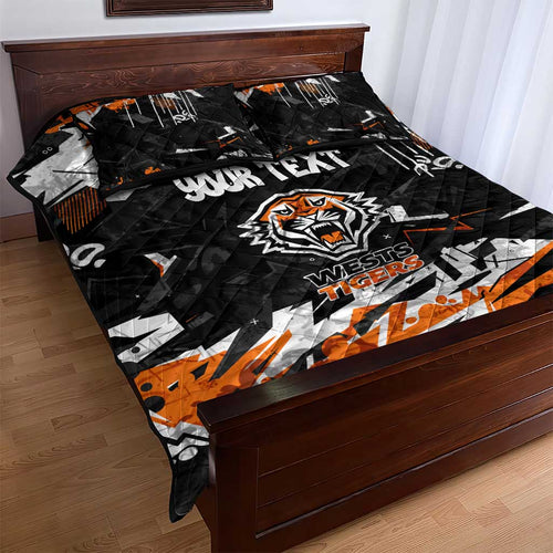 Personalized Wests Tigers Quilt Bed Set Graffiti Grunge Abstract Urban Street Style Design