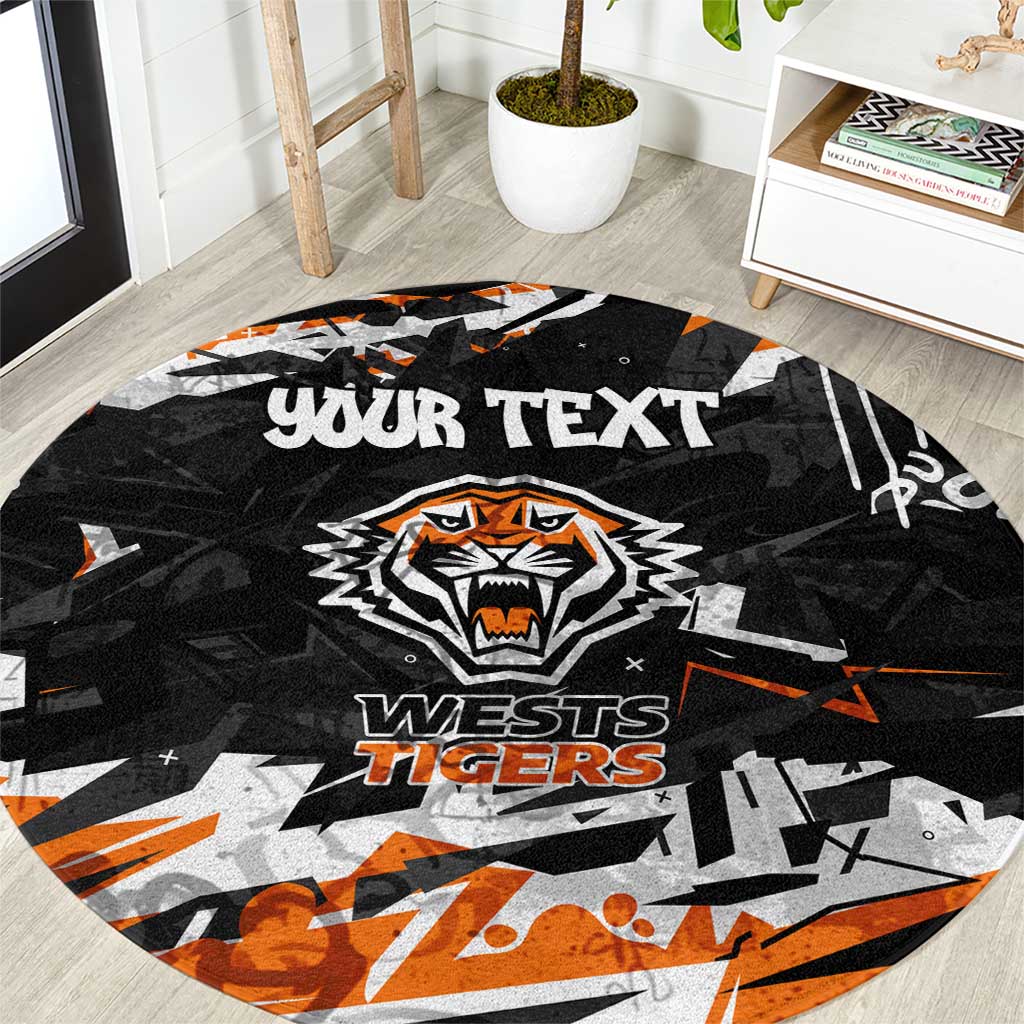 Personalized Wests Tigers Round Carpet Graffiti Grunge Abstract Urban Street Style Design