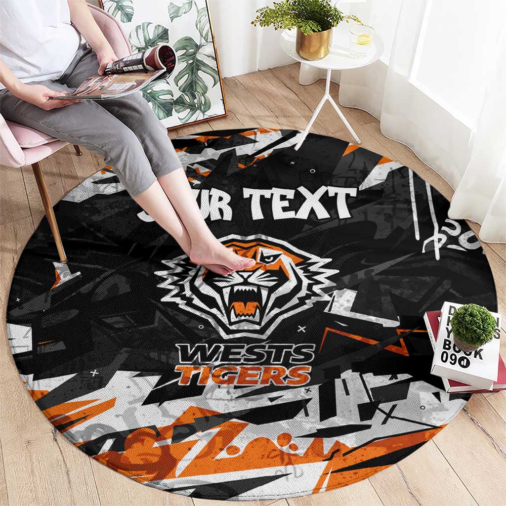 Personalized Wests Tigers Round Carpet Graffiti Grunge Abstract Urban Street Style Design