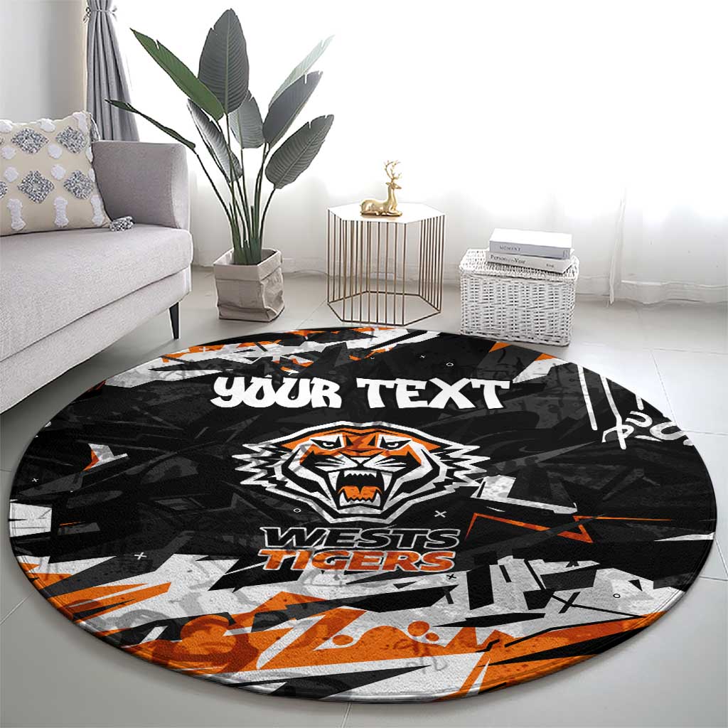 Personalized Wests Tigers Round Carpet Graffiti Grunge Abstract Urban Street Style Design