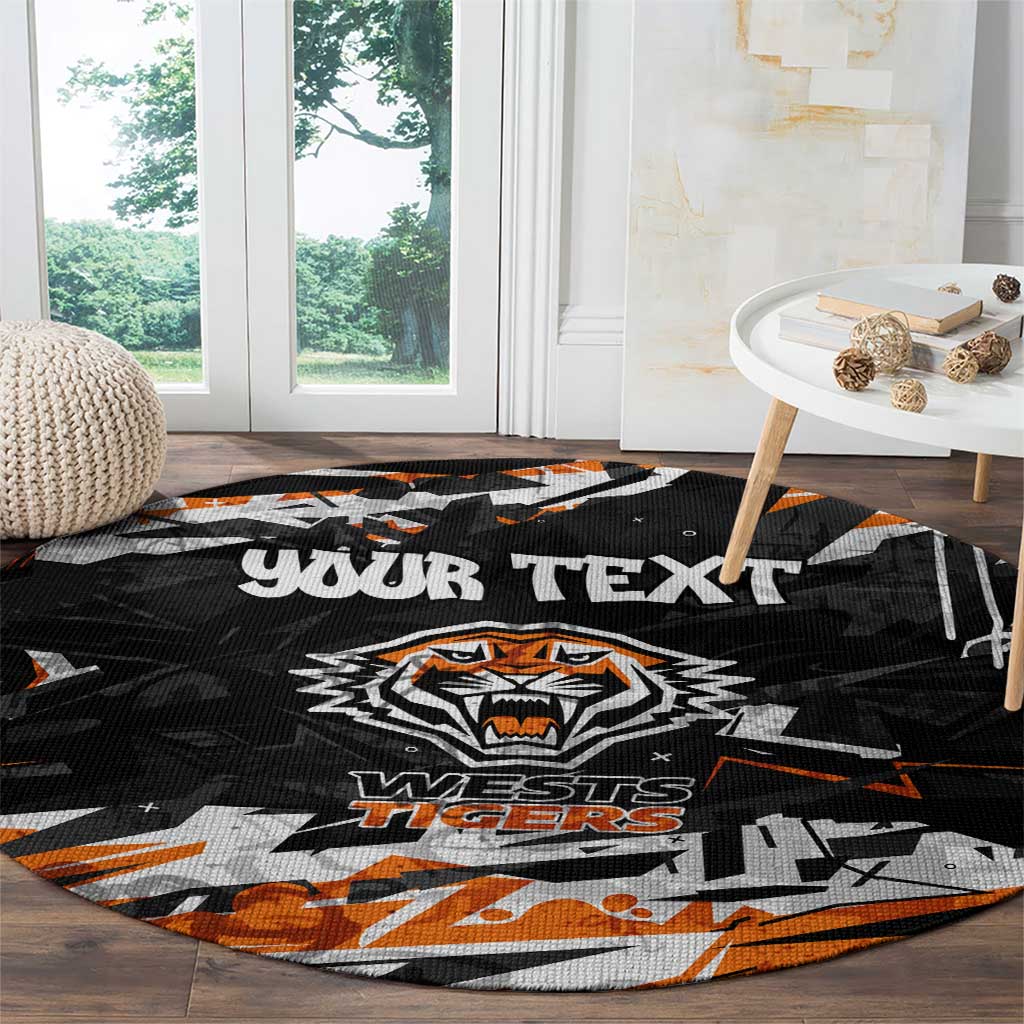 Personalized Wests Tigers Round Carpet Graffiti Grunge Abstract Urban Street Style Design