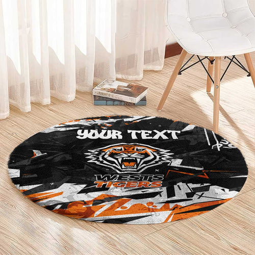 Personalized Wests Tigers Round Carpet Graffiti Grunge Abstract Urban Street Style Design