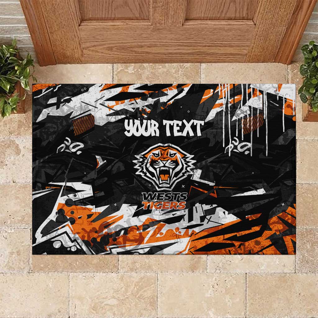 Personalized Wests Tigers Rubber Doormat Graffiti Grunge Abstract Urban Street Style Design