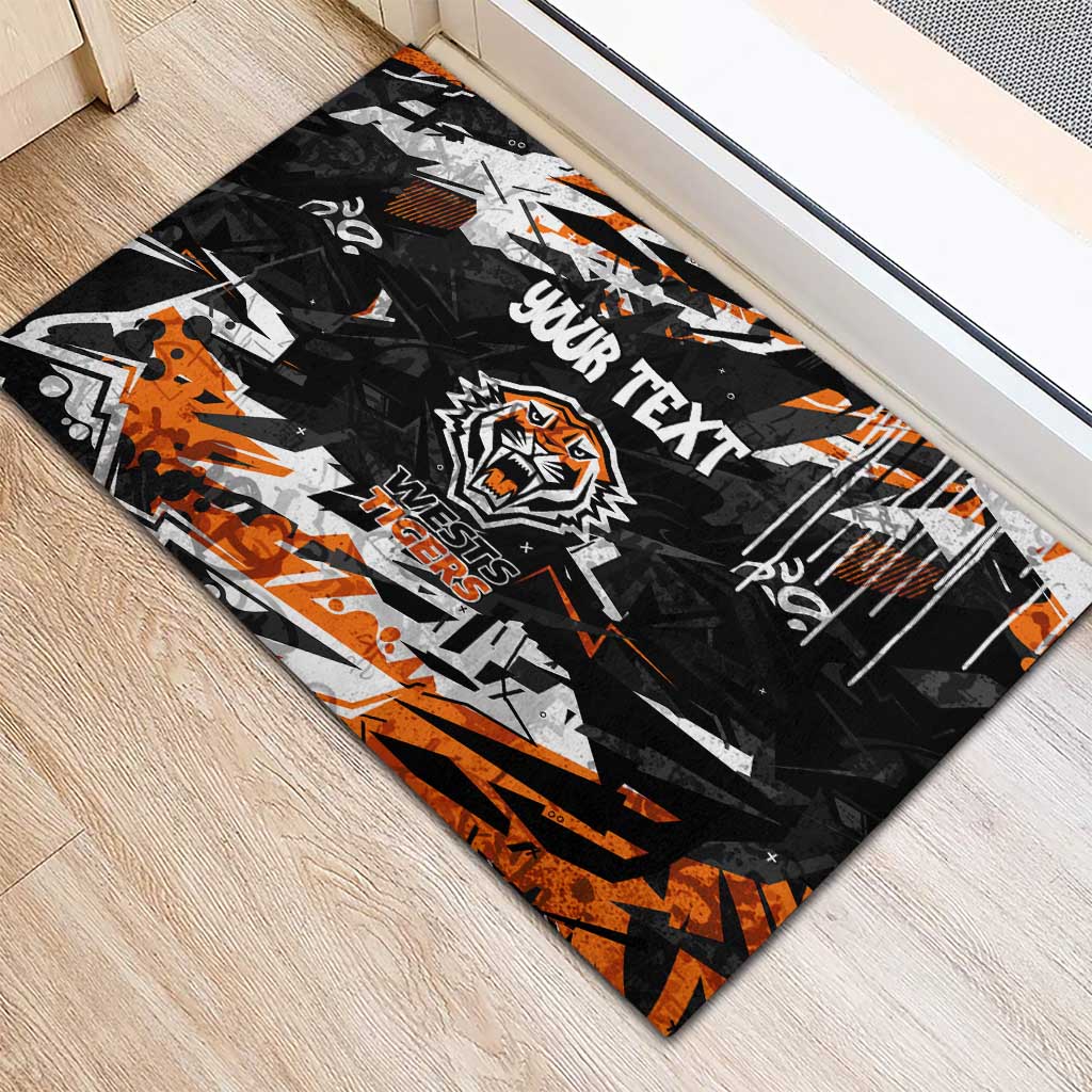 Personalized Wests Tigers Rubber Doormat Graffiti Grunge Abstract Urban Street Style Design