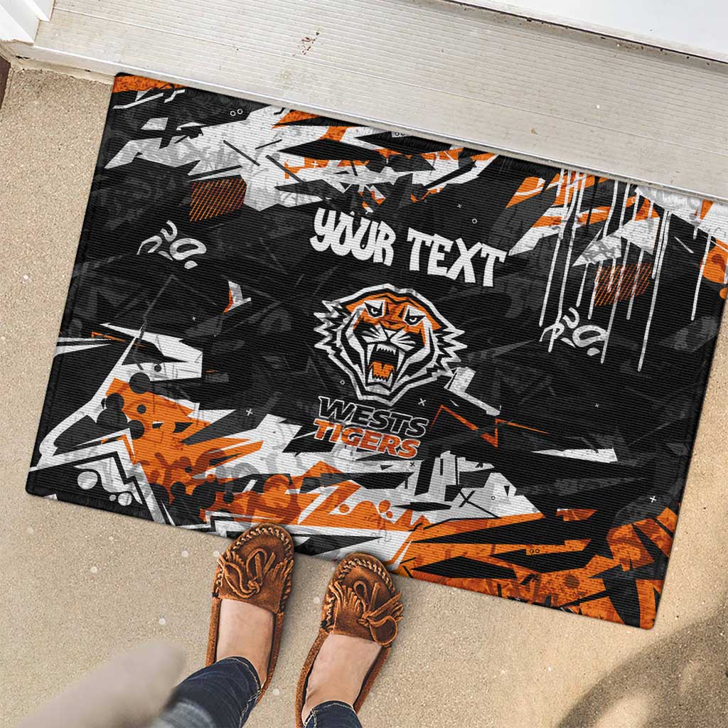 Personalized Wests Tigers Rubber Doormat Graffiti Grunge Abstract Urban Street Style Design