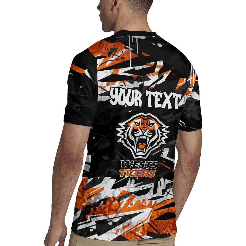 Personalized Wests Tigers Rugby Jersey Graffiti Grunge Abstract Urban Street Style Design