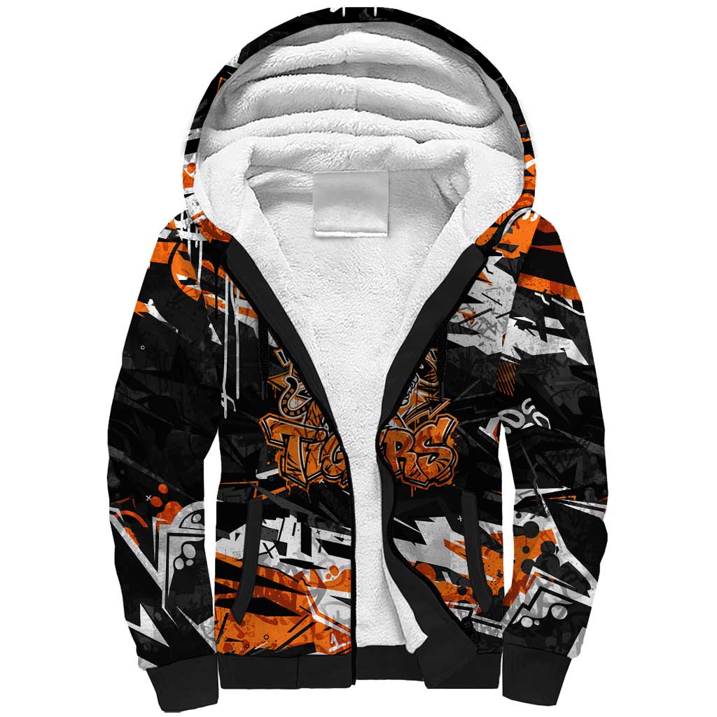Personalized Wests Tigers Sherpa Hoodie Graffiti Grunge Abstract Urban Street Style Design