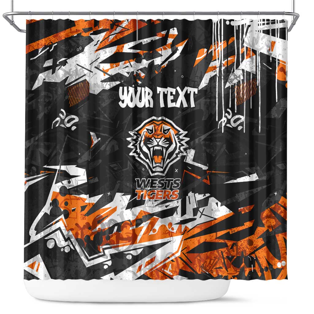 Personalized Wests Tigers Shower Curtain Graffiti Grunge Abstract Urban Street Style Design