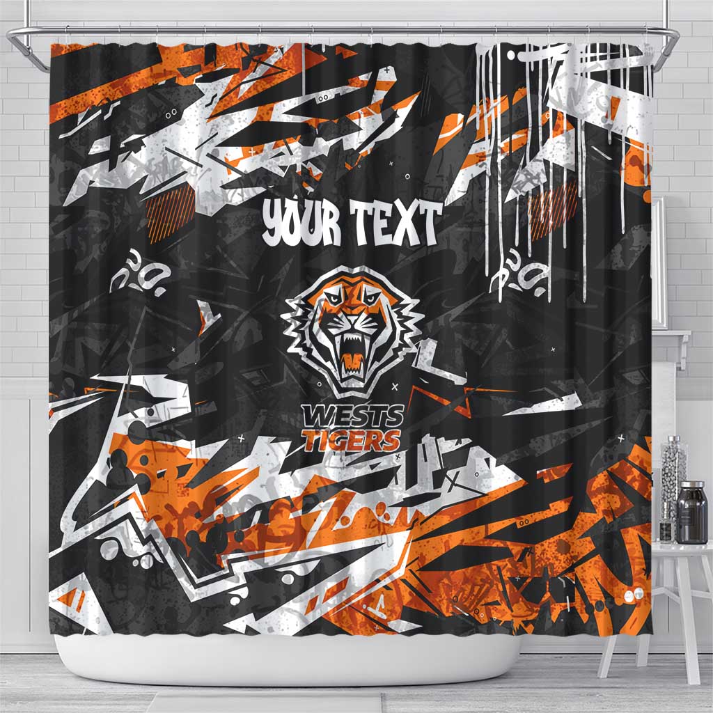 Personalized Wests Tigers Shower Curtain Graffiti Grunge Abstract Urban Street Style Design