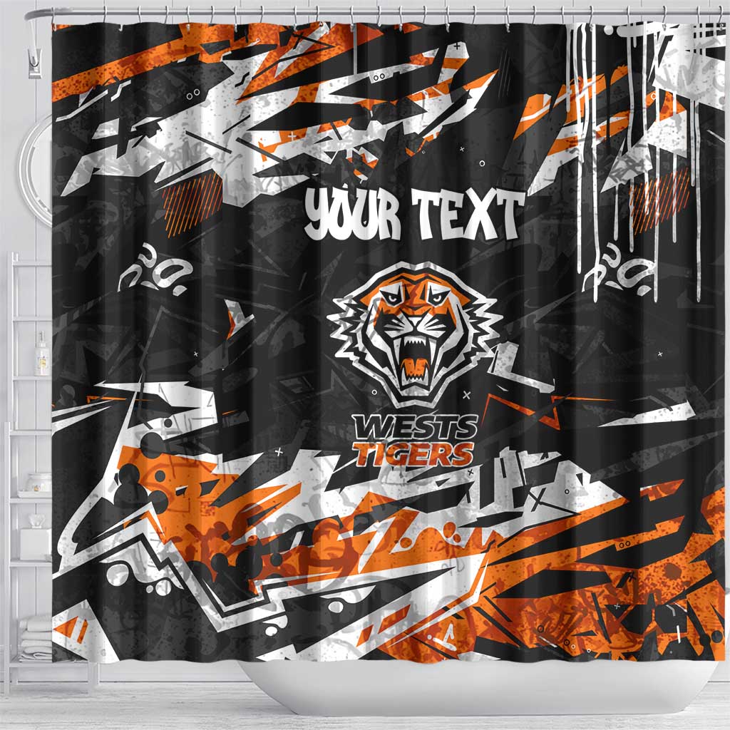 Personalized Wests Tigers Shower Curtain Graffiti Grunge Abstract Urban Street Style Design