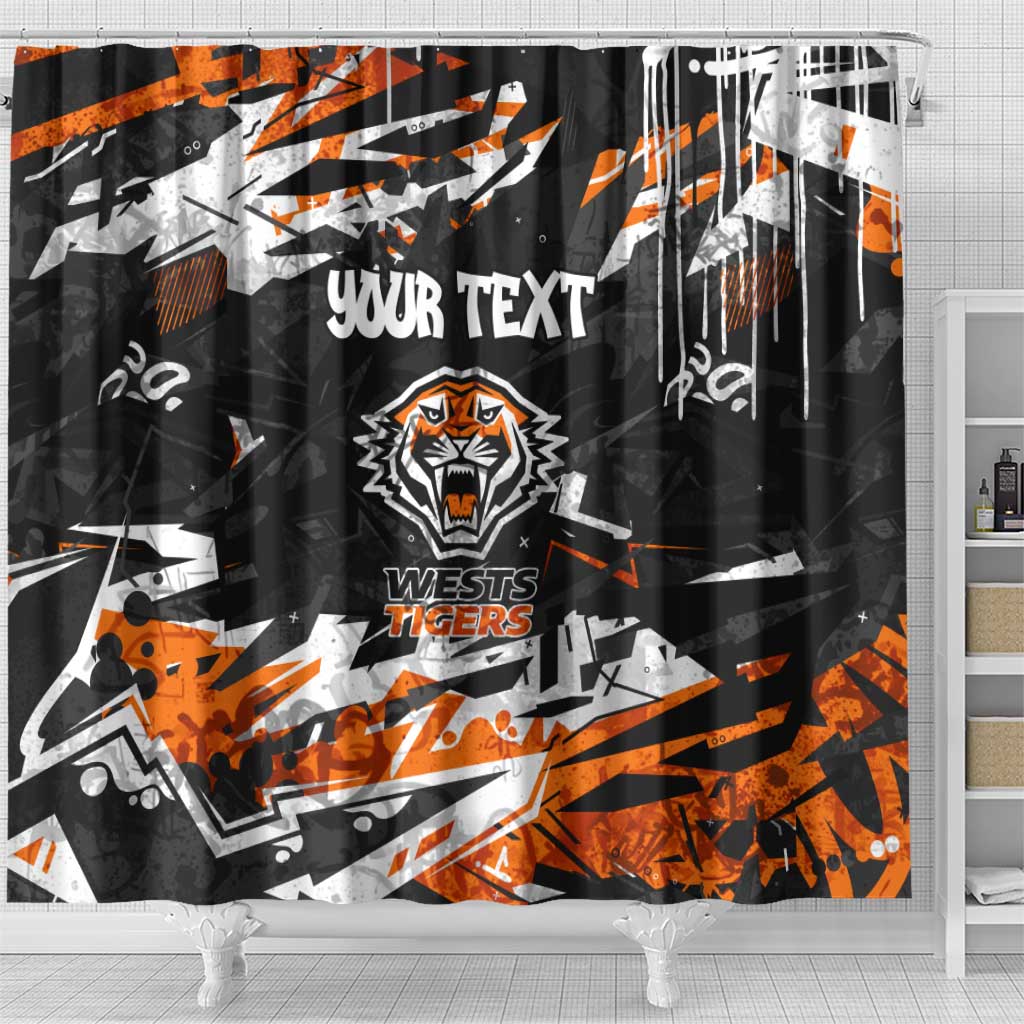 Personalized Wests Tigers Shower Curtain Graffiti Grunge Abstract Urban Street Style Design