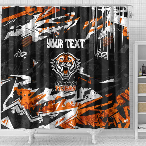 Personalized Wests Tigers Shower Curtain Graffiti Grunge Abstract Urban Street Style Design