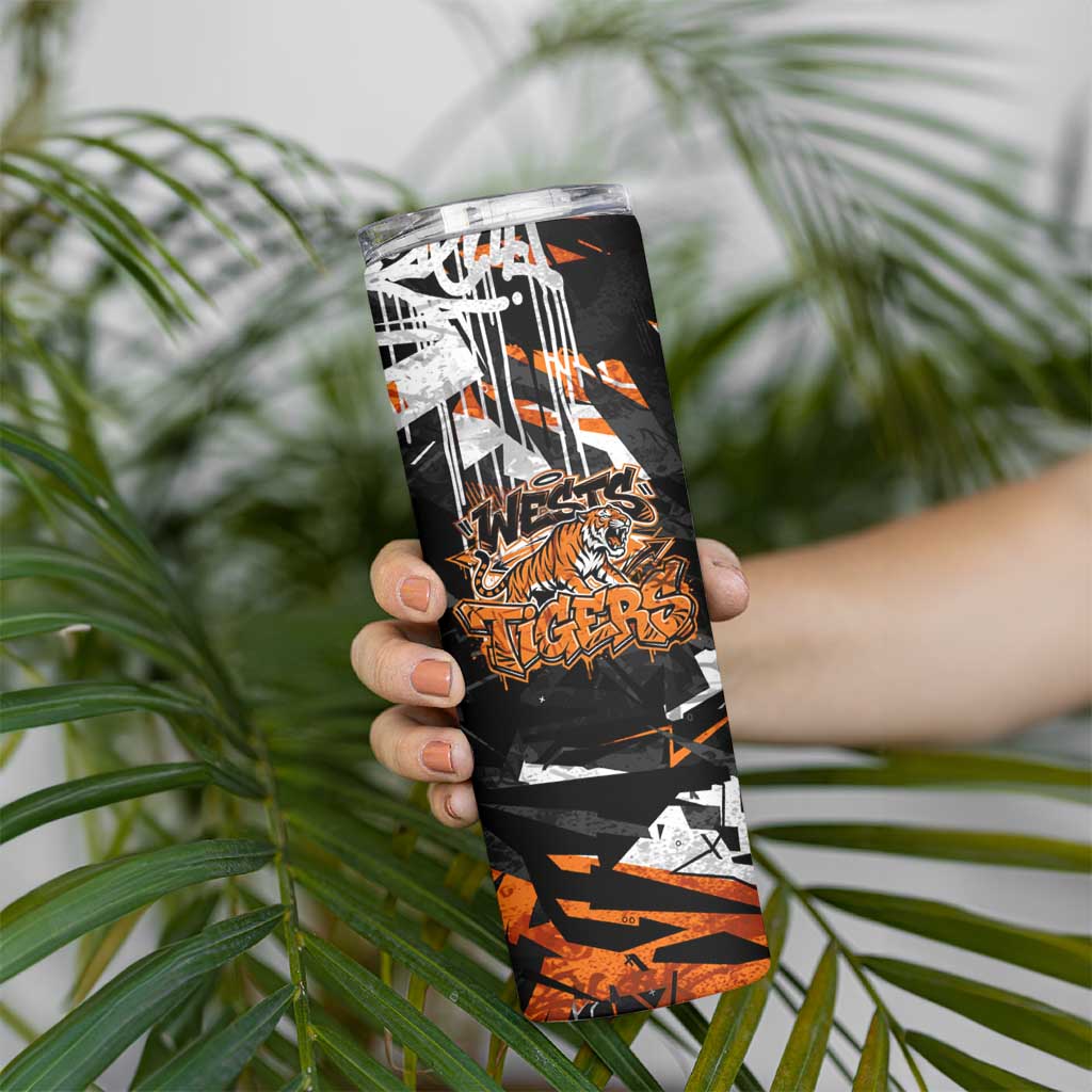 Personalized Wests Tigers Skinny Tumbler Graffiti Grunge Abstract Urban Street Style Design