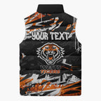 Personalized Wests Tigers Sleeveless Puffer Jacket Graffiti Grunge Abstract Urban Street Style Design