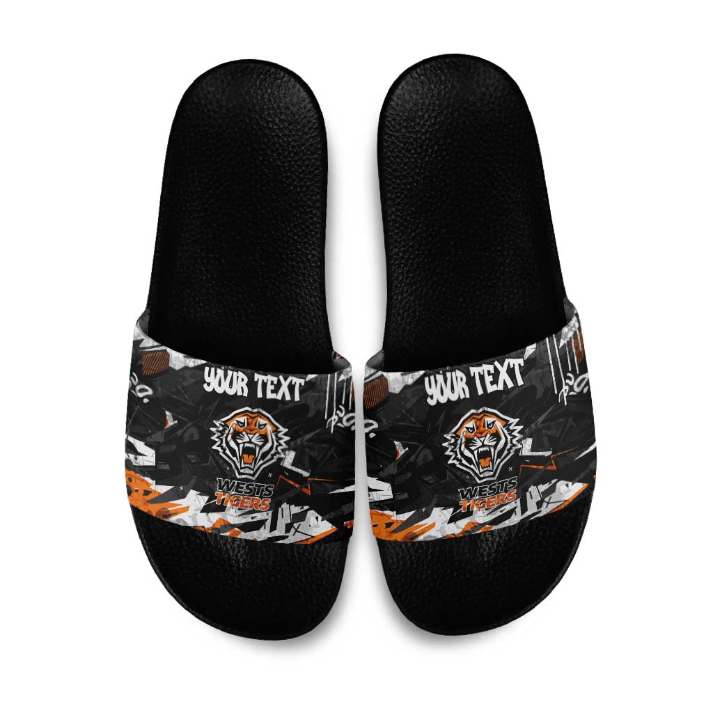 Personalized Wests Tigers Slide Sandals Graffiti Grunge Abstract Urban Street Style Design