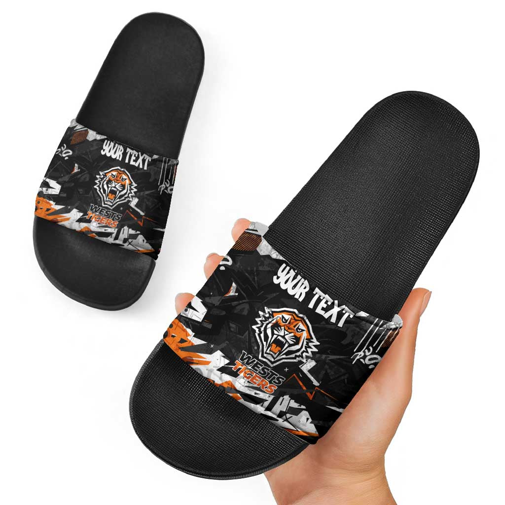 Personalized Wests Tigers Slide Sandals Graffiti Grunge Abstract Urban Street Style Design