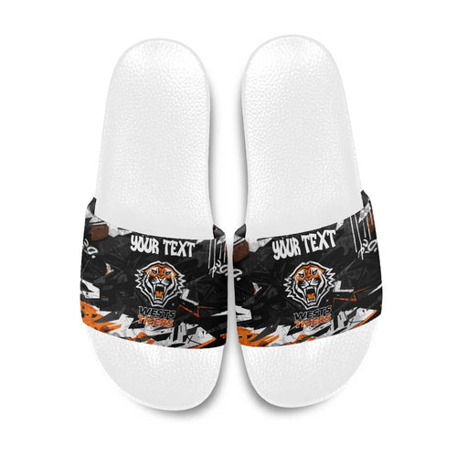 Personalized Wests Tigers Slide Sandals Graffiti Grunge Abstract Urban Street Style Design
