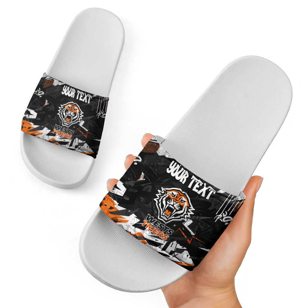 Personalized Wests Tigers Slide Sandals Graffiti Grunge Abstract Urban Street Style Design