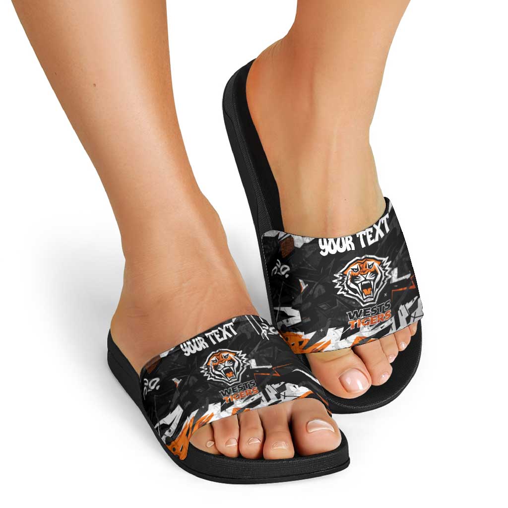 Personalized Wests Tigers Slide Sandals Graffiti Grunge Abstract Urban Street Style Design