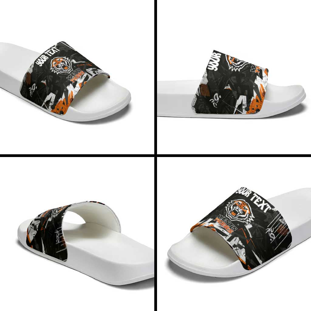 Personalized Wests Tigers Slide Sandals Graffiti Grunge Abstract Urban Street Style Design