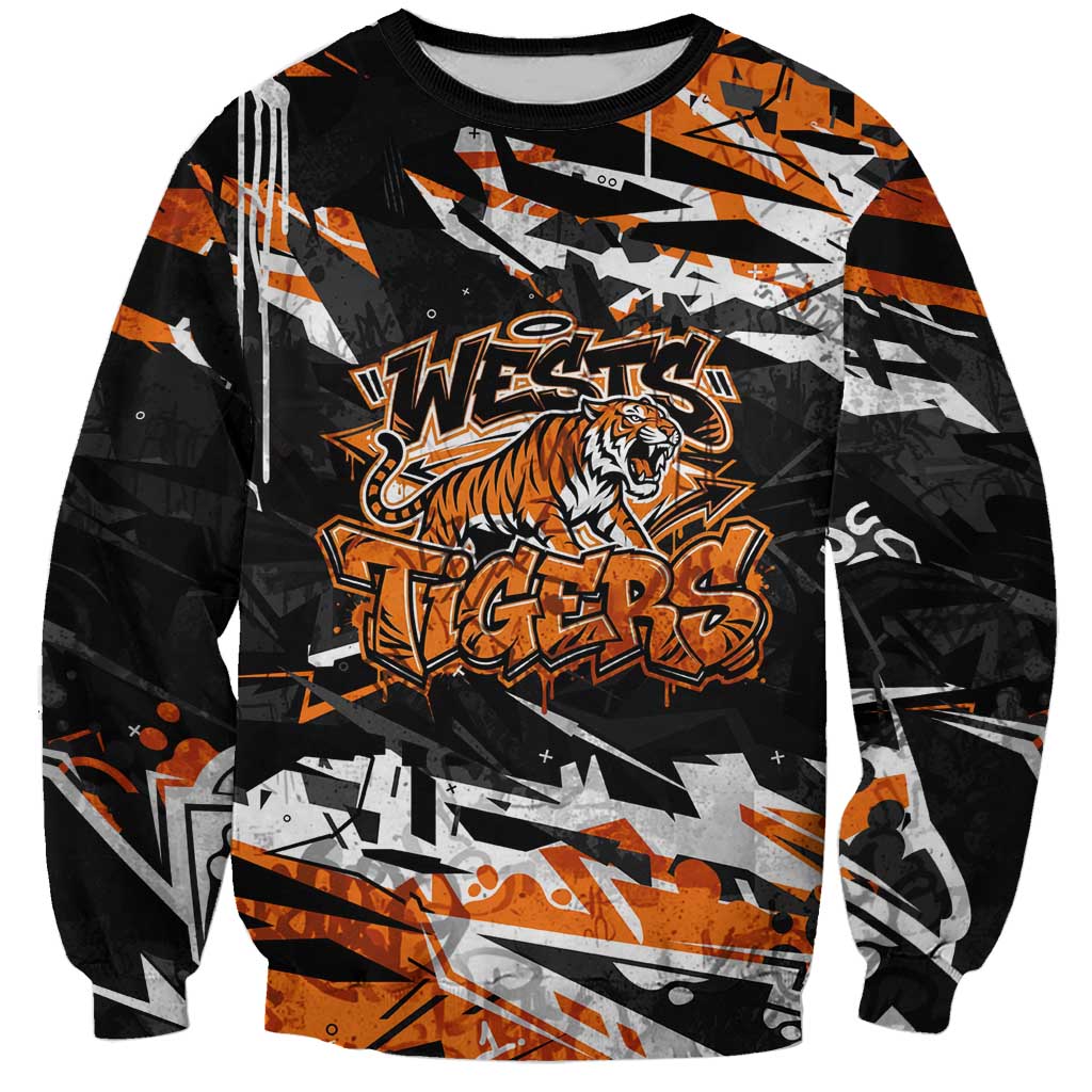 Personalized Wests Tigers Sweatshirt Graffiti Grunge Abstract Urban Street Style Design