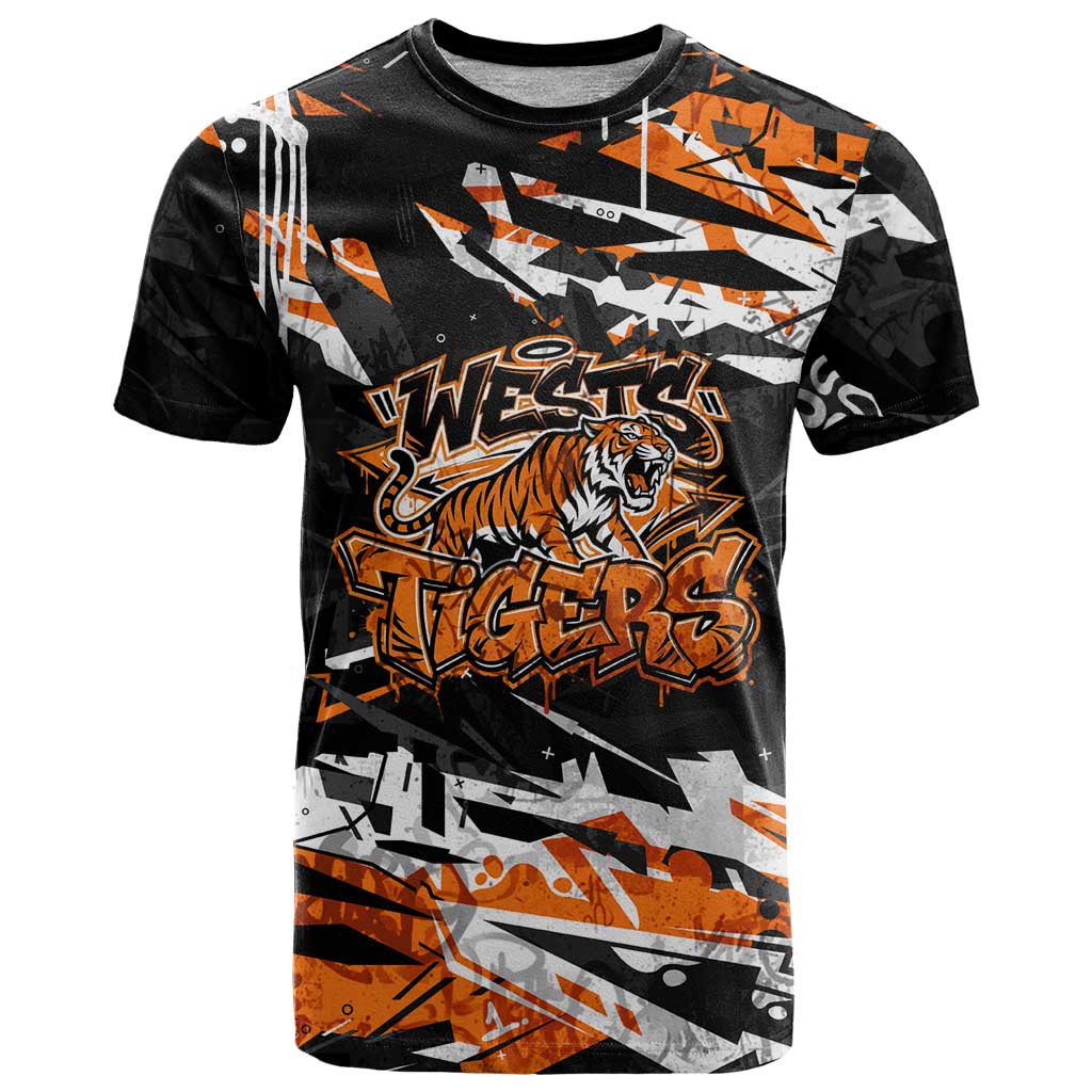 Personalized Wests Tigers T Shirt Graffiti Grunge Abstract Urban Street Style Design