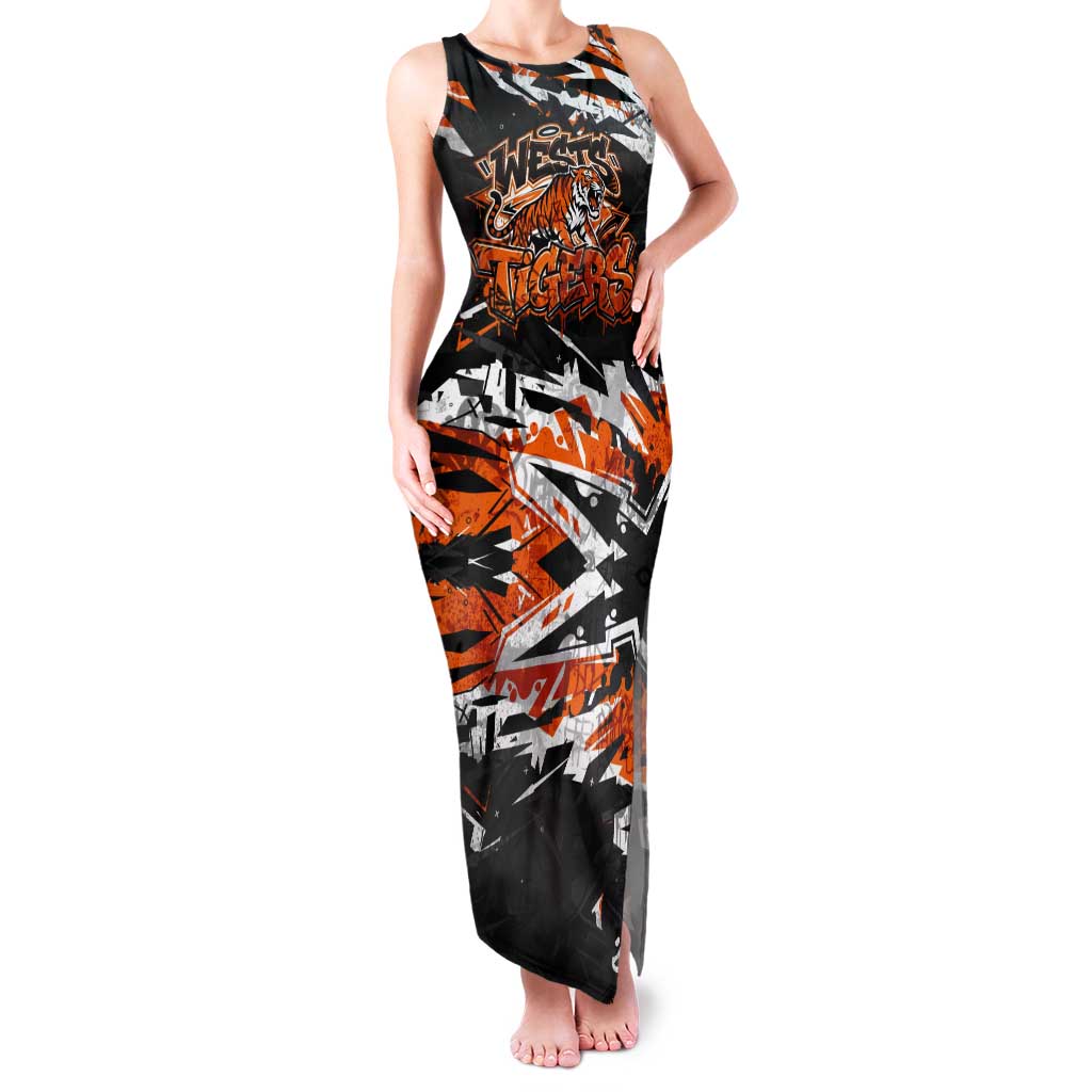 Personalized Wests Tigers Tank Maxi Dress Graffiti Grunge Abstract Urban Street Style Design