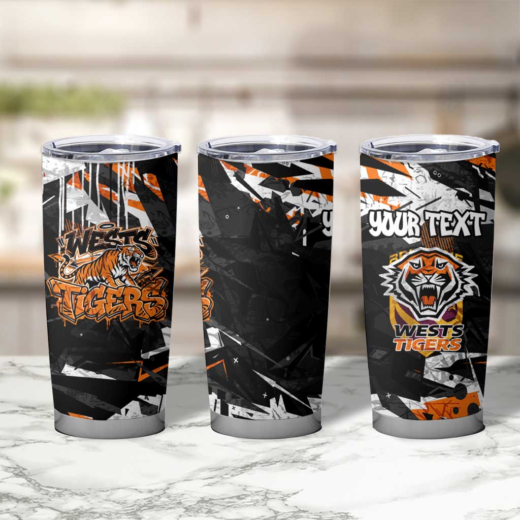 Personalized Wests Tigers Tumbler Cup Graffiti Grunge Abstract Urban Street Style Design