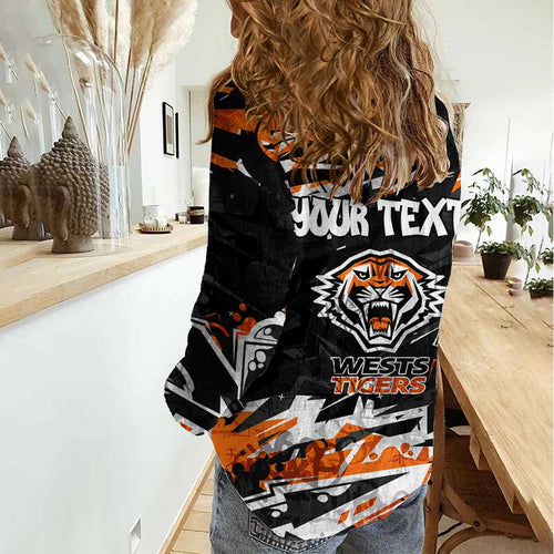 Personalized Wests Tigers Women Casual Shirt Graffiti Grunge Abstract Urban Street Style Design