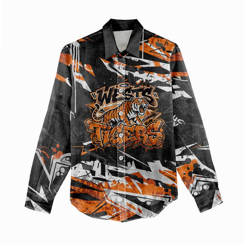 Personalized Wests Tigers Women Casual Shirt Graffiti Grunge Abstract Urban Street Style Design