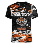 Personalized Wests Tigers Women V-Neck T-Shirt Graffiti Grunge Abstract Urban Street Style Design