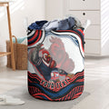 Personalized Sydney Roosters Laundry Basket Aboriginal Dot Art - Dreamtime Rugby Mascot