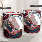 Personalized Sydney Roosters Laundry Basket Aboriginal Dot Art - Dreamtime Rugby Mascot