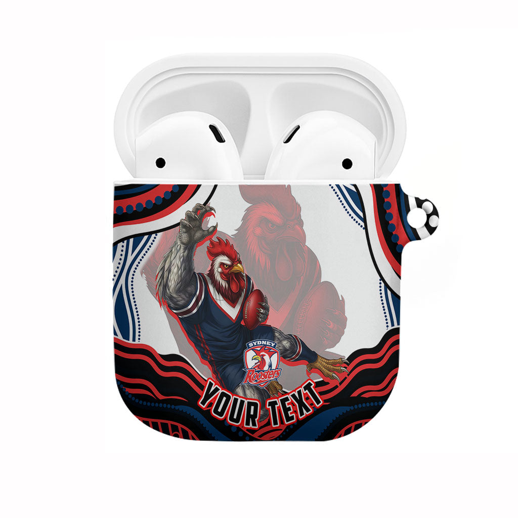 Personalized Sydney Roosters AirPods Case Aboriginal Dot Art - Dreamtime Rugby Mascot