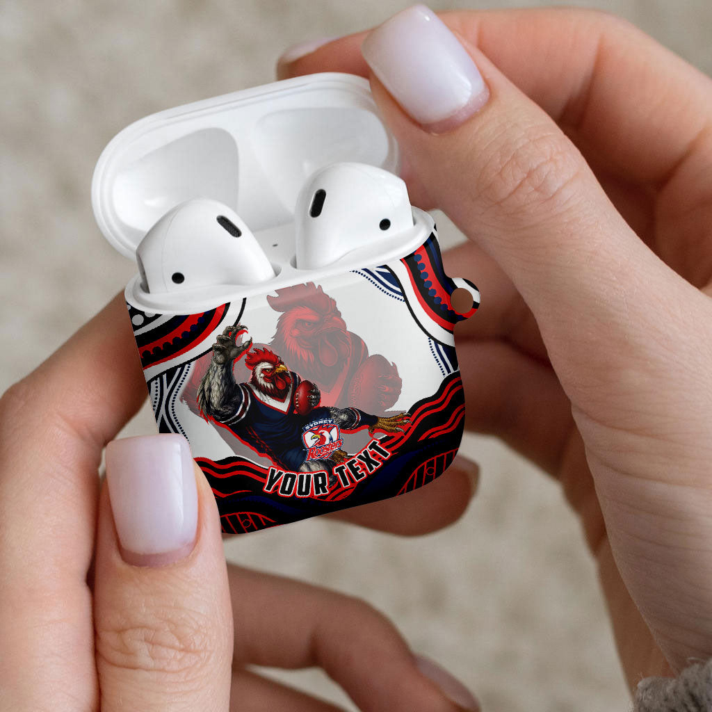 Personalized Sydney Roosters AirPods Case Aboriginal Dot Art - Dreamtime Rugby Mascot