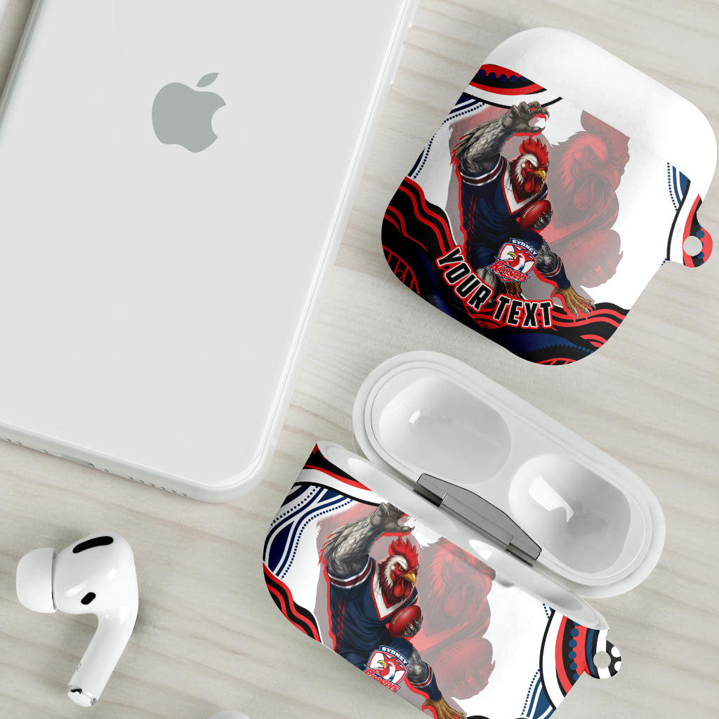 Personalized Sydney Roosters AirPods Case Aboriginal Dot Art - Dreamtime Rugby Mascot