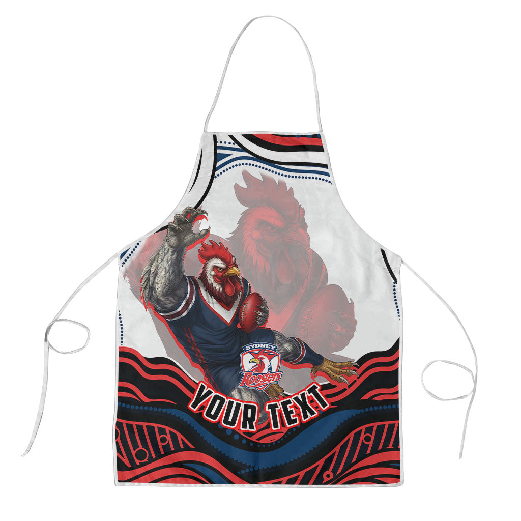 Personalized Sydney Roosters Apron Aboriginal Dot Art - Dreamtime Rugby Mascot