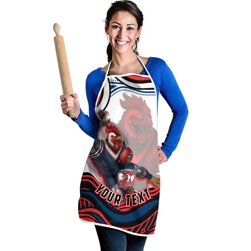 Personalized Sydney Roosters Apron Aboriginal Dot Art - Dreamtime Rugby Mascot
