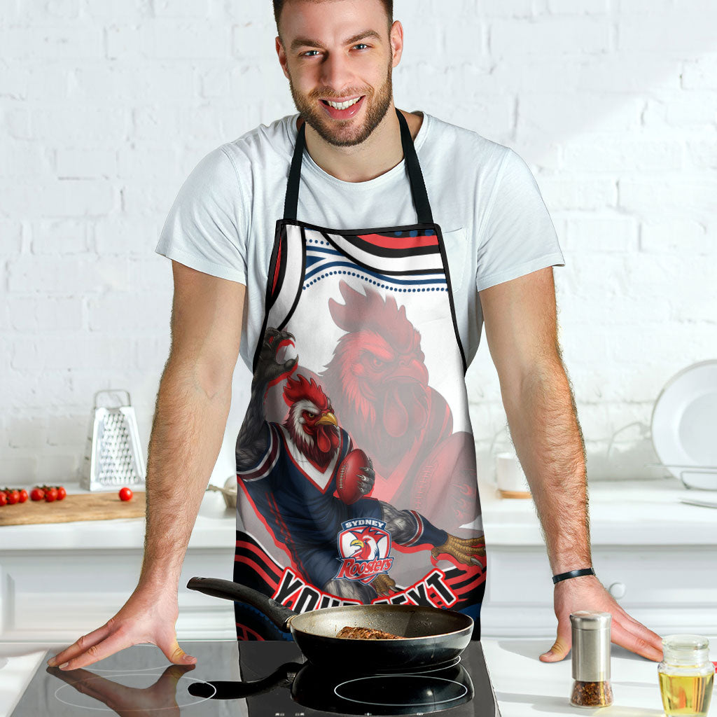 Personalized Sydney Roosters Apron Aboriginal Dot Art - Dreamtime Rugby Mascot
