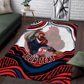 Personalized Sydney Roosters Area Rug Aboriginal Dot Art - Dreamtime Rugby Mascot