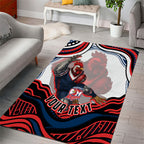 Personalized Sydney Roosters Area Rug Aboriginal Dot Art - Dreamtime Rugby Mascot