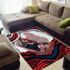 Personalized Sydney Roosters Area Rug Aboriginal Dot Art - Dreamtime Rugby Mascot