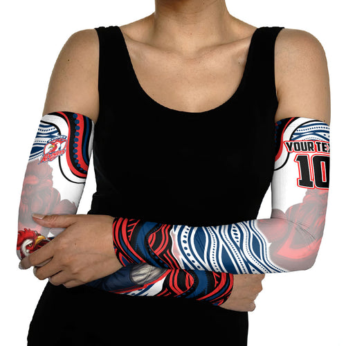 Personalized Sydney Roosters Arm Sleeves Aboriginal Dot Art - Dreamtime Rugby Mascot