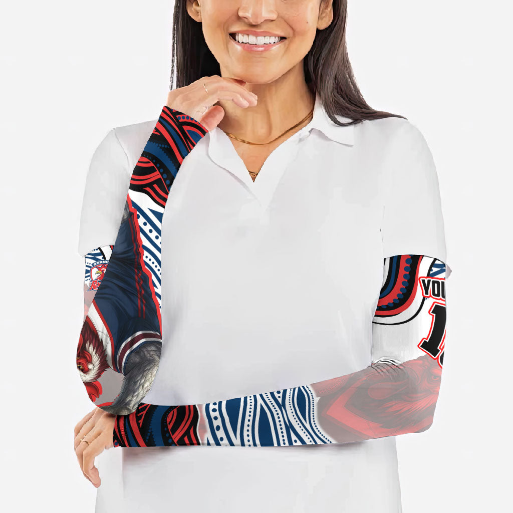 Personalized Sydney Roosters Arm Sleeves Aboriginal Dot Art - Dreamtime Rugby Mascot