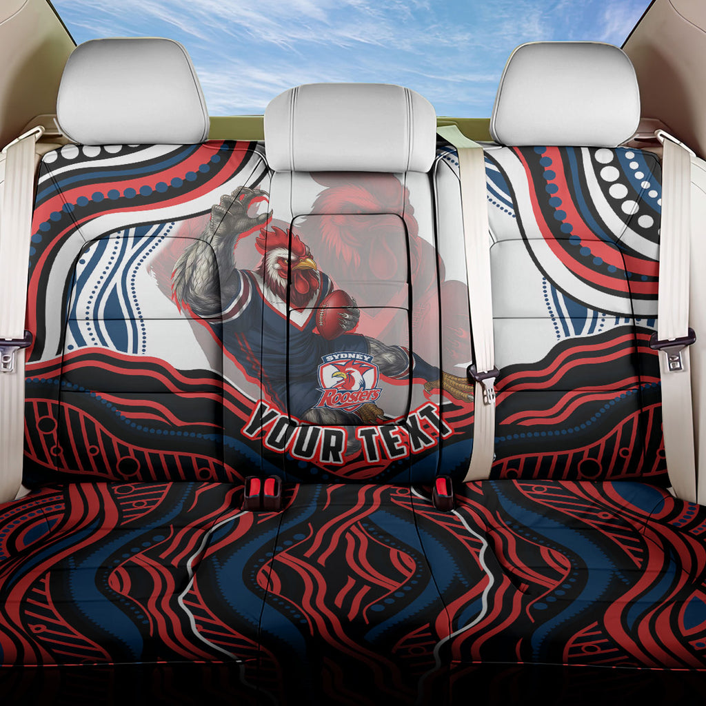 Personalized Sydney Roosters Back Car Seat Cover Aboriginal Dot Art - Dreamtime Rugby Mascot