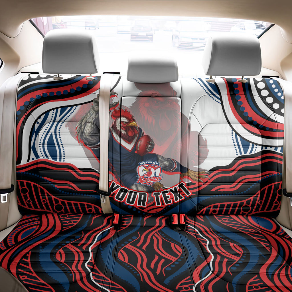 Personalized Sydney Roosters Back Car Seat Cover Aboriginal Dot Art - Dreamtime Rugby Mascot