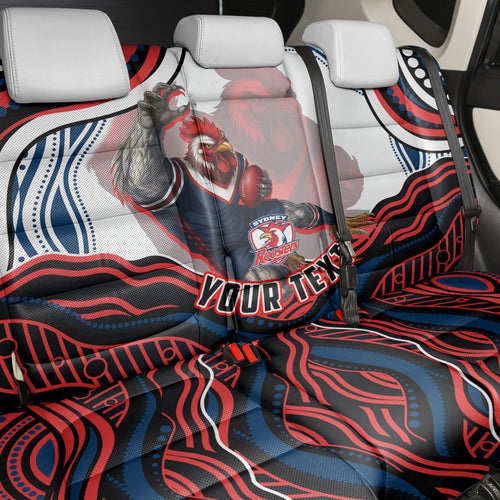 Personalized Sydney Roosters Back Car Seat Cover Aboriginal Dot Art - Dreamtime Rugby Mascot