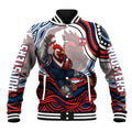 Personalized Sydney Roosters Baseball Jacket Aboriginal Dot Art - Dreamtime Rugby Mascot