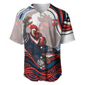 Personalized Sydney Roosters Baseball Jersey Aboriginal Dot Art - Dreamtime Rugby Mascot